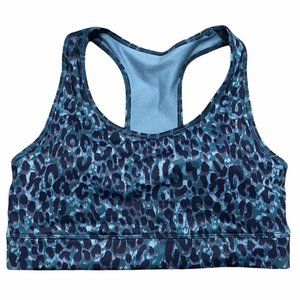 NWT GAP Fit T-Back Sports Bra SMALL Blue Cheetah #543817